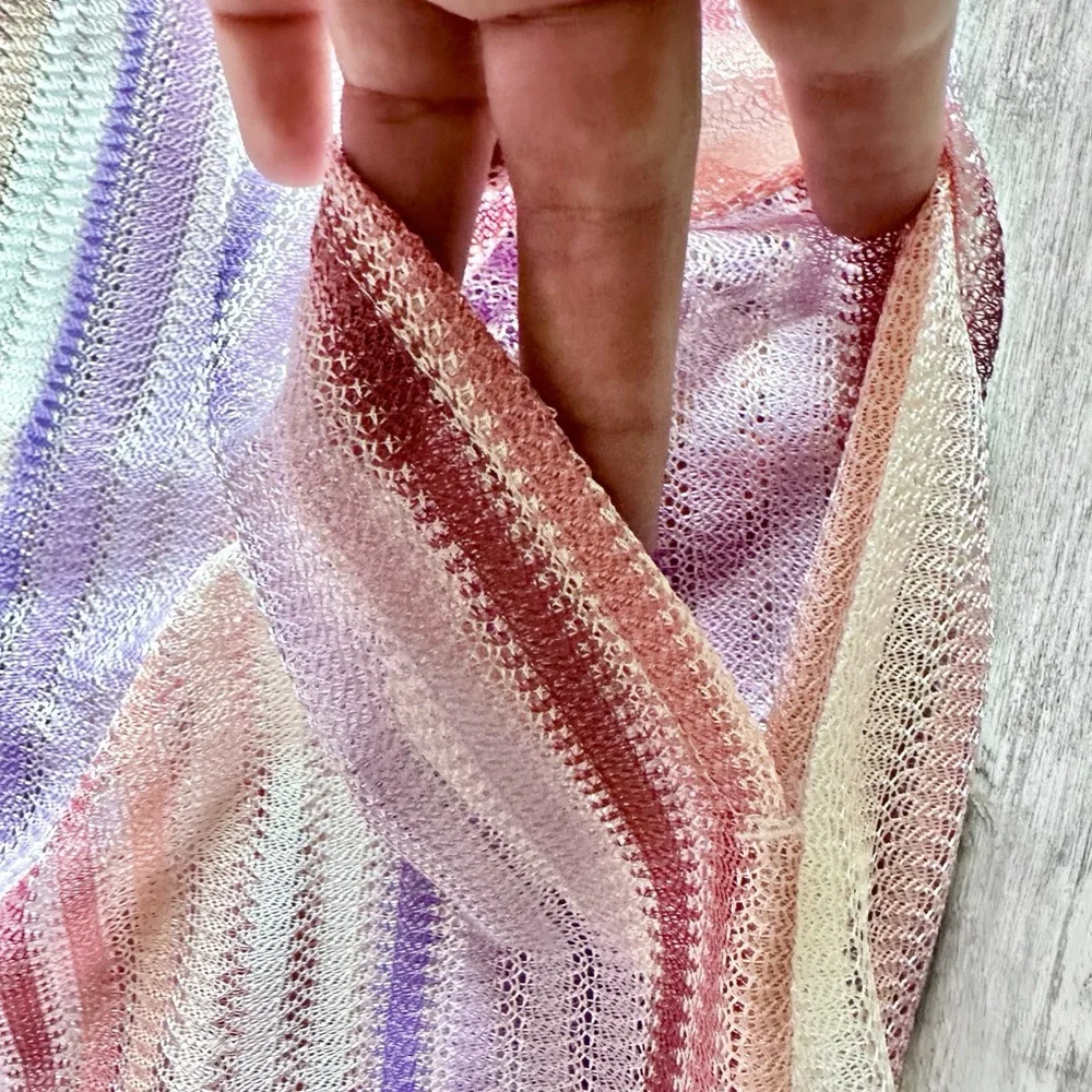 Haute Hippie Boho Pink & Purple Striped Beach Cover Up Dress w/ Pockets | Size M - Picture 8 of 12